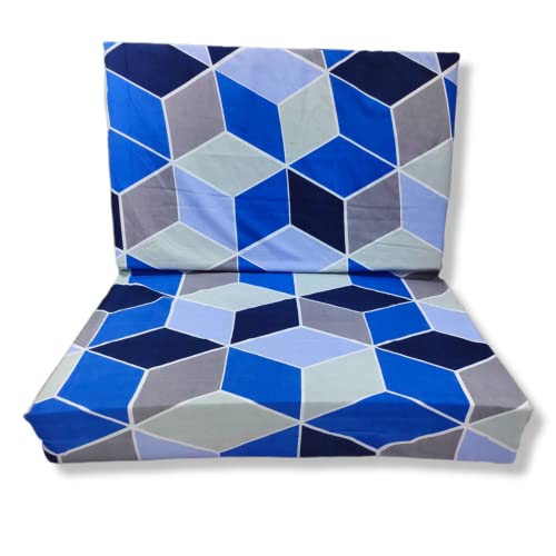 Deevine Craft 3-Fold Cotton Cover 2-Inch Thick Mattress | Medium Hard Firm | Single Size Foldable EPE Foam Mattress | Travel, Picnic (3D Shades of Blue) | 72x36x2 Inches - Image 3