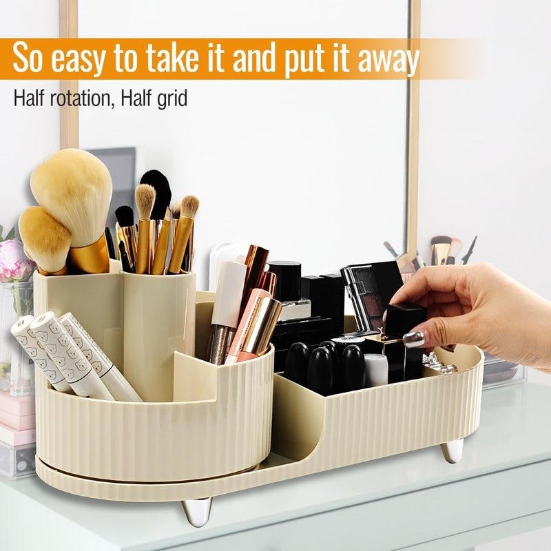 Snivy Snivy Large Capacity Makeup Brush Holder, 360° Rotating Makeup Organizer, 9 Slot Makeup Brushes Cup for Vanity Decor, Bathroom Countertops, Desk Storage Container, Cosmetic Display case  - Image 3