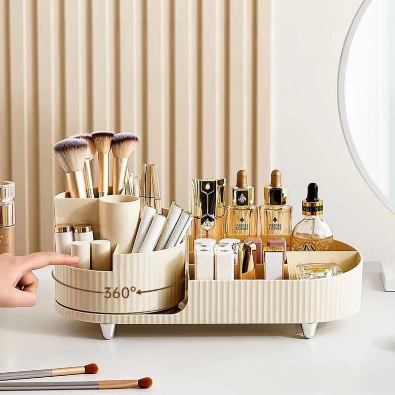 Snivy Snivy Large Capacity Makeup Brush Holder, 360° Rotating Makeup Organizer, 9 Slot Makeup Brushes Cup for Vanity Decor, Bathroom Countertops, Desk Storage Container, Cosmetic Display case  - Image 5