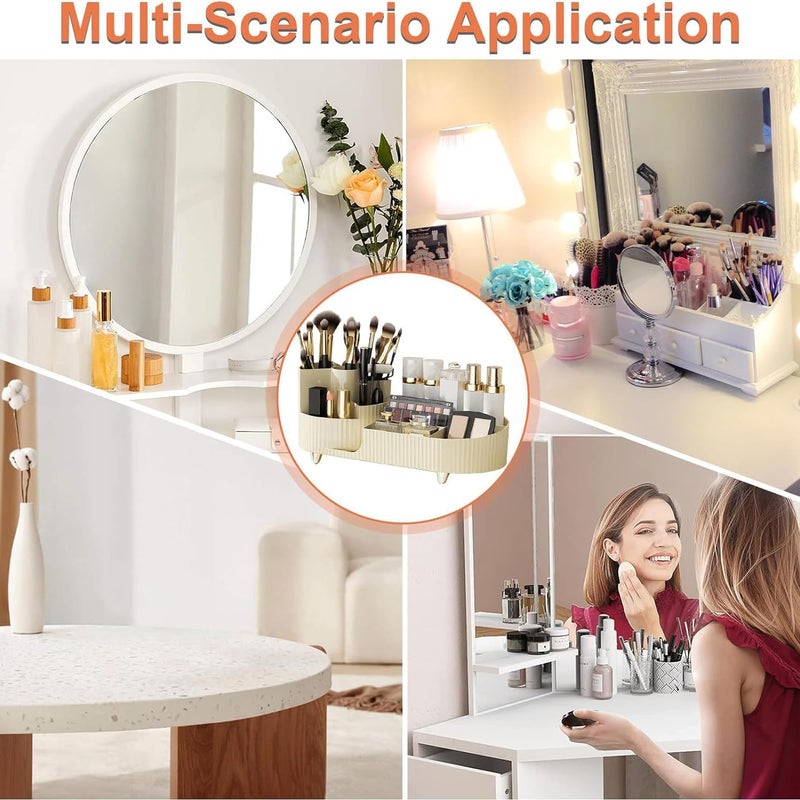 Snivy Snivy Large Capacity Makeup Brush Holder, 360° Rotating Makeup Organizer, 9 Slot Makeup Brushes Cup for Vanity Decor, Bathroom Countertops, Desk Storage Container, Cosmetic Display case  - Image 4