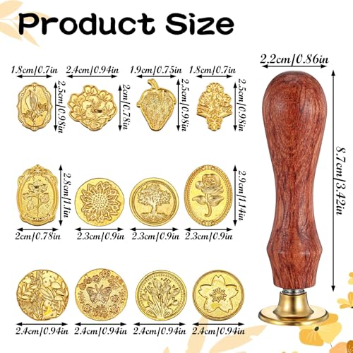 Zbdroxygen 12pcs Wax Seal Stamp Kit, Gold Wax with Embossing Stamp, Seal Stamp for Wedding Invitations, Handmade Cards, Gift Packages, Vintage Scrapbooks, Collectors - Image 2