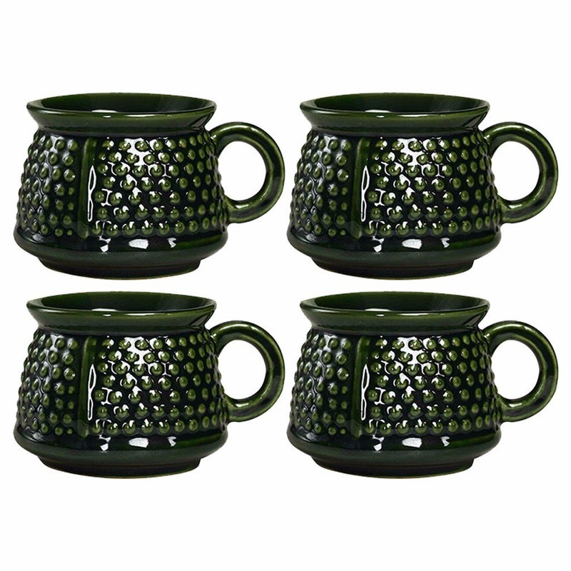 Caffeine Ceramic Handmade Green Bubble Tea Cups (Set of 4 pcs) - Image 1