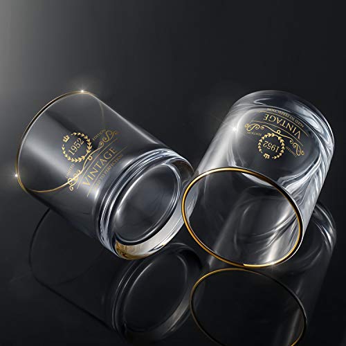 Lovinpro 1952 73rd Birthday Gifts for Men/Dad/Son, Vintage Unfading 24K Gold Hand Crafted Old Fashioned Whiskey Glasses, Perfect for Gift and Home Use - 10 oz Bourbon Scotch, Party Decorations - Image 3