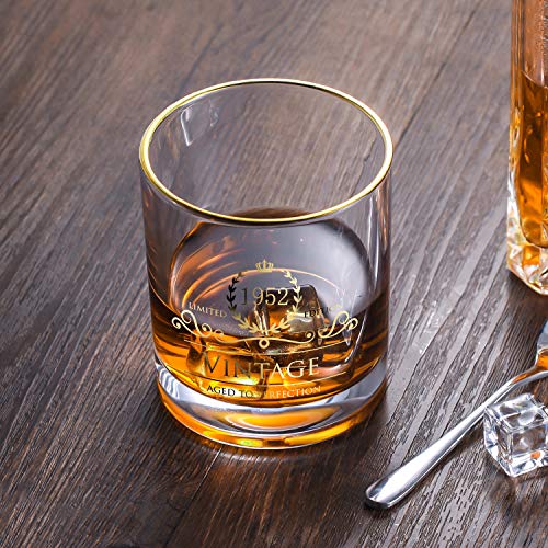 Lovinpro 1952 73rd Birthday Gifts for Men/Dad/Son, Vintage Unfading 24K Gold Hand Crafted Old Fashioned Whiskey Glasses, Perfect for Gift and Home Use - 10 oz Bourbon Scotch, Party Decorations - Image 5