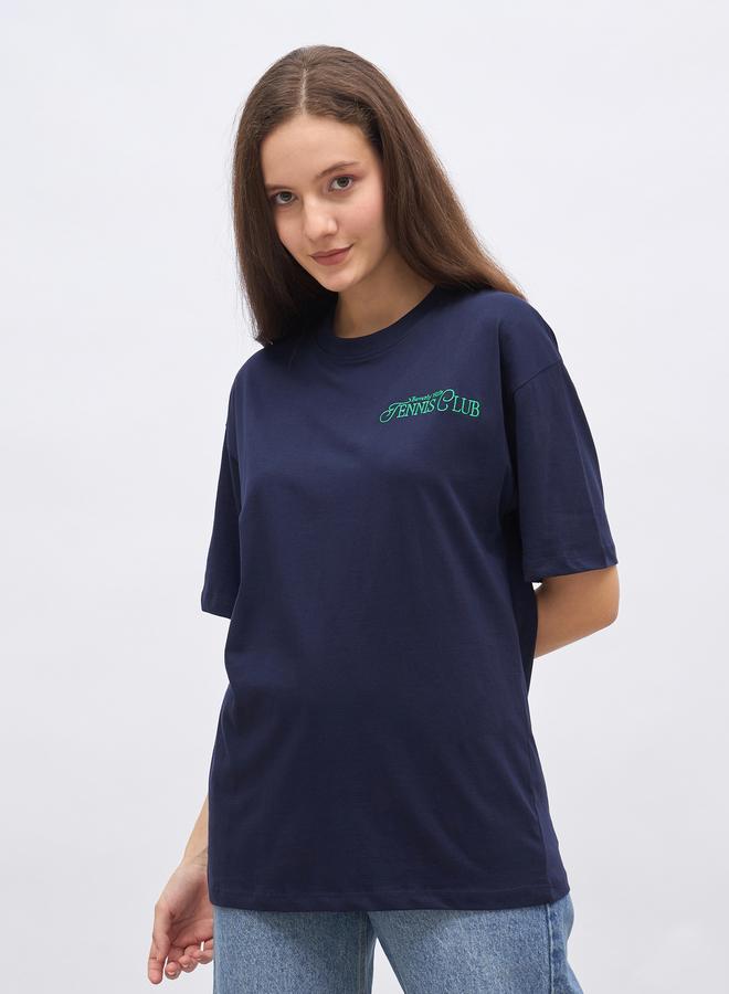 Styli Embroidered Detail Oversized Longline T-Shirt - Image 2