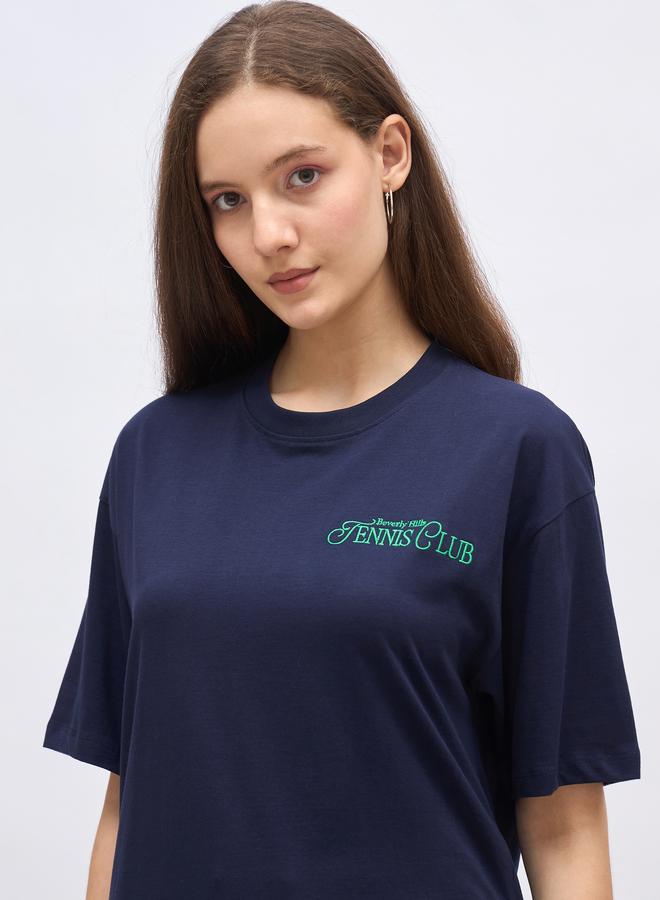 Styli Embroidered Detail Oversized Longline T-Shirt - Image 4