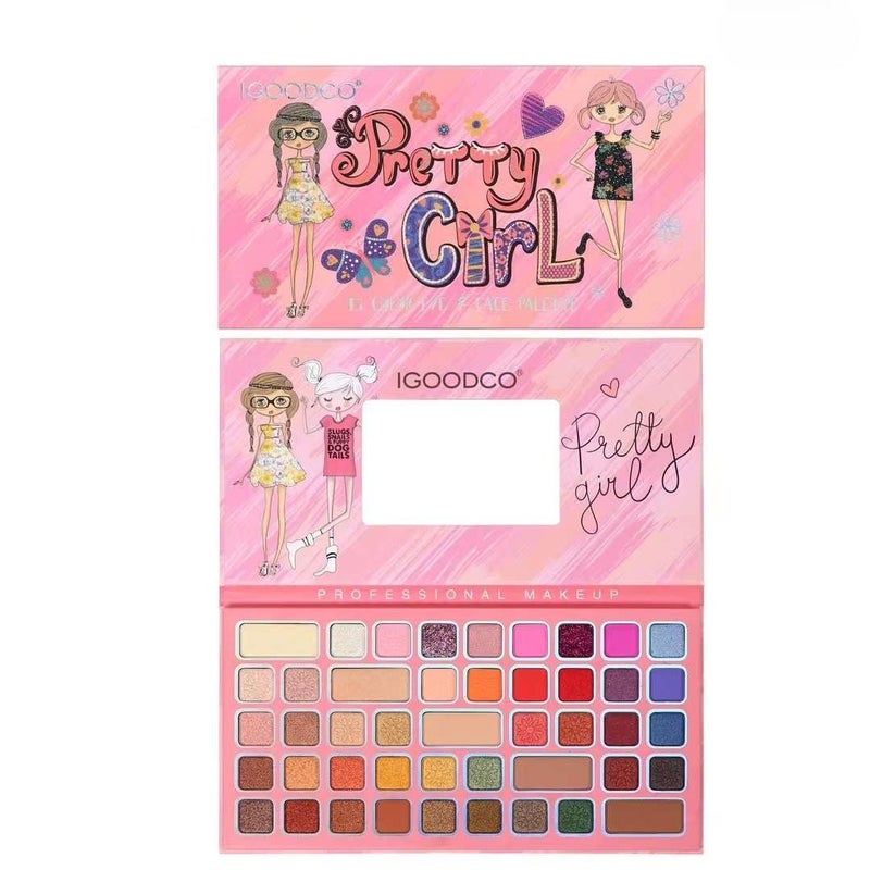 ADOERE Pretty Girl 45 Color Eye Face Eyeshadow Palette Long Lasting Eye Shadow Palette With Flawless Finish Shimmer Metallic Matte Shades for Professional Eye Makeup 80g Multicolor - Image 1