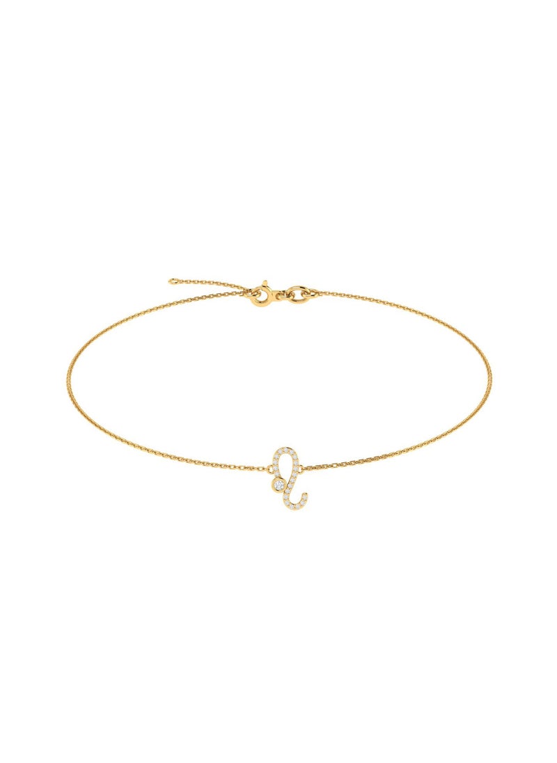 Capri Gold - Capri Gold 18K Yellow Gold Leo Zodiac Sign Bracelet with Diamonds - Image 1