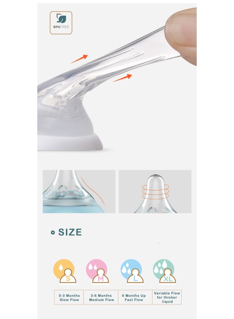 أمتشي بيبي زجاجة رضاعة بمقبض 300 مل للأطفال من 3 أشهر فما فوق - لون وردي - Image 3