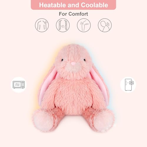 SuzziPals Heatable Coolable Pink Bunny Stuffed Animal Heating Pad for Soothing Relaxation Lavender Pink Bunny Plush for Discomfort Rabbit Stuffed Animals for Kids Bunny Plushies Gifts - Image 5