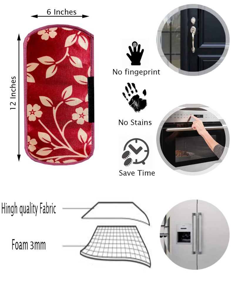 KANUSHI Industries® 1Pc Fridge Cover for Top with 6 Utility Pockets + 2 Handles Covers + 3 Fridge Mats (FRI-Maroon-Raj+2-Handle+M-23) - Image 5