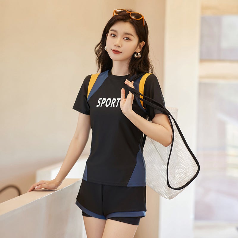 Large Size Girls' Swimsuit Women's Split Two-Piece Set Belly-Covering Slimming Conservative Hot Spring Korean ins Flat-Angle Sports Swimsuit - Image 4