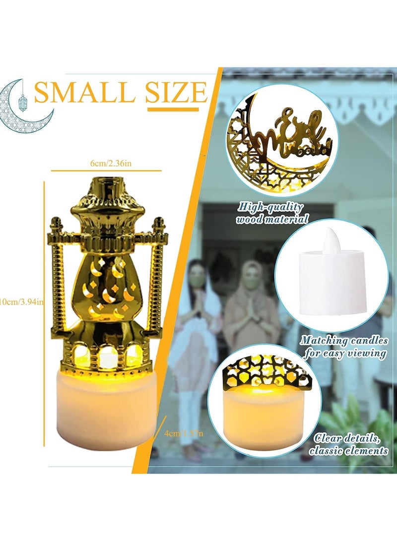 Pack of 4,Ramadan Light Ornaments,Moon Star Night Lights LED Candle Lantern Lights Tabletop Lamps Eid Decorations for Home Eid Party Wedding Party Gifts - Image 4