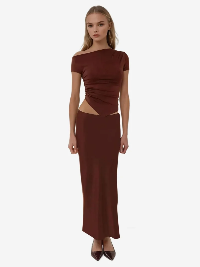 HICCUP Soft Touch Asymmetrical Top With Drape Detail