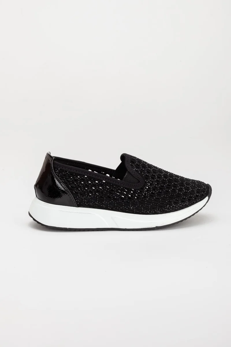Dilimler Ayakkabı Slices Shoes Stone Laser Printed Loose Black Women's Casual Sports Shoes