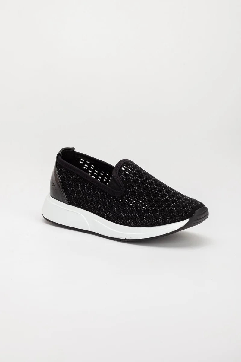 Dilimler Ayakkabı Slices Shoes Stone Laser Printed Loose Black Women's Casual Sports Shoes