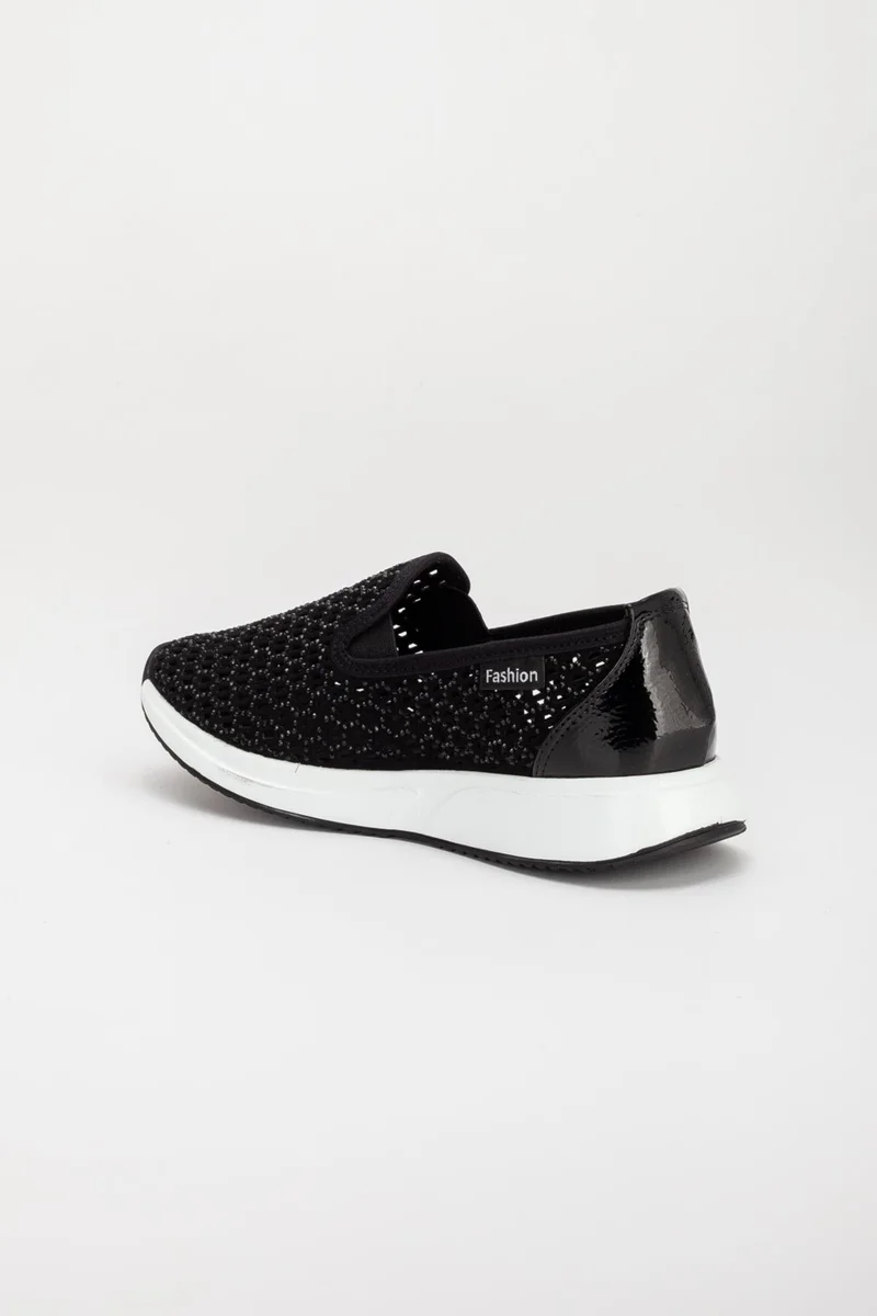 Dilimler Ayakkabı Slices Shoes Stone Laser Printed Loose Black Women's Casual Sports Shoes