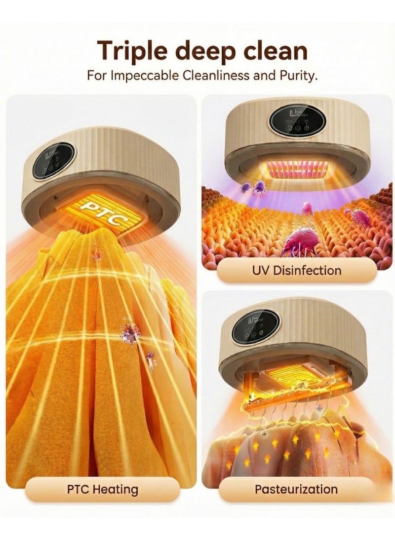   لكي بور مجفف ملابس محمول قابل للطي متعدد الوظائف – شاشة لمس | تقنية الهواء الساخن بزاوية 360° | تجفيف دافئ سريع مع إزالة الروائح والتنقية | 600 واط، 220 فولت - Image 3