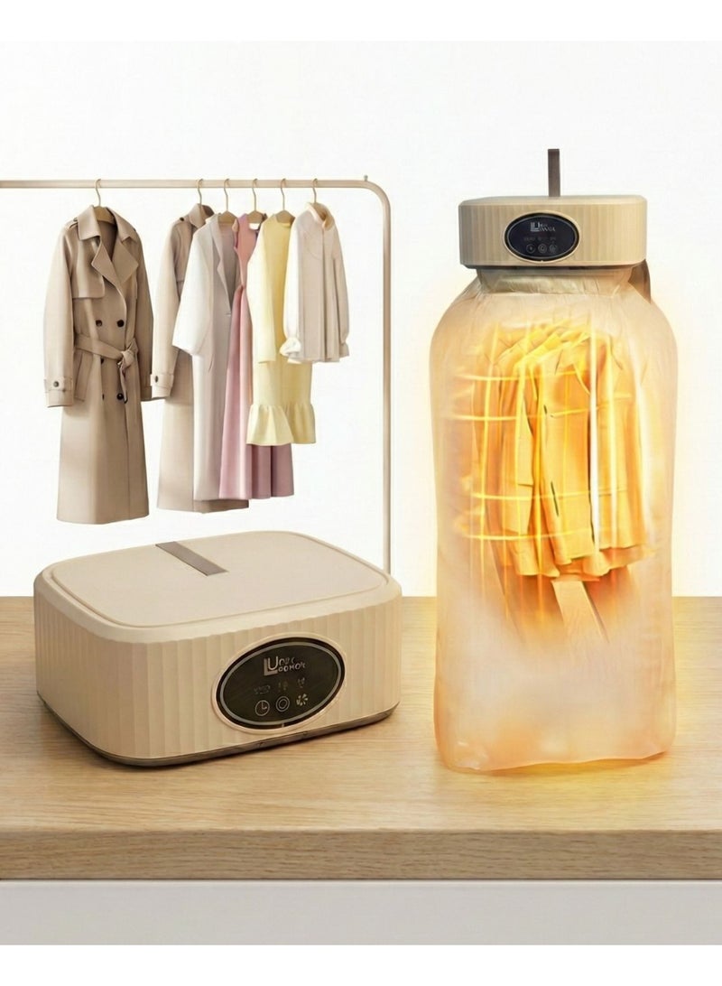  لكي بور مجفف ملابس محمول قابل للطي متعدد الوظائف – شاشة لمس | تقنية الهواء الساخن بزاوية 360° | تجفيف دافئ سريع مع إزالة الروائح والتنقية | 600 واط، 220 فولت - Image 1