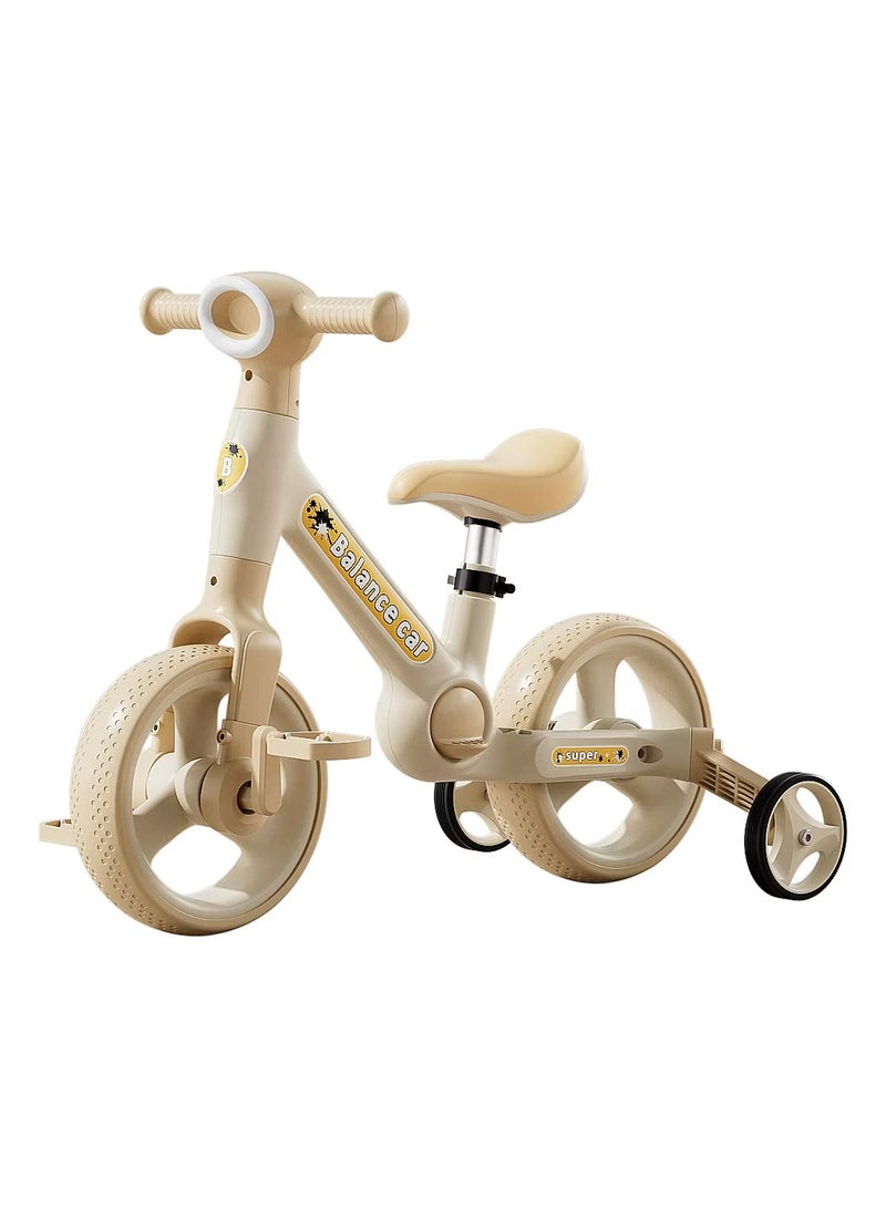 3in1 Kids Balance Bike with Training Wheels Adjustable Height, Shock-Absorbing and Silent Ride - Image 1