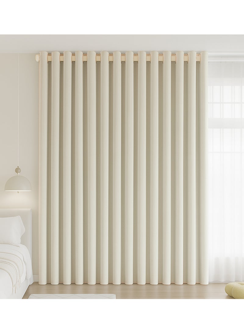 Double-Sided Chenille Blackout Curtain – Grommet Top, 90% Light Blocking, Single Panel, Fits Windows 125–165 cm Wide (Cream White W250 × H270 cm) - Image 1