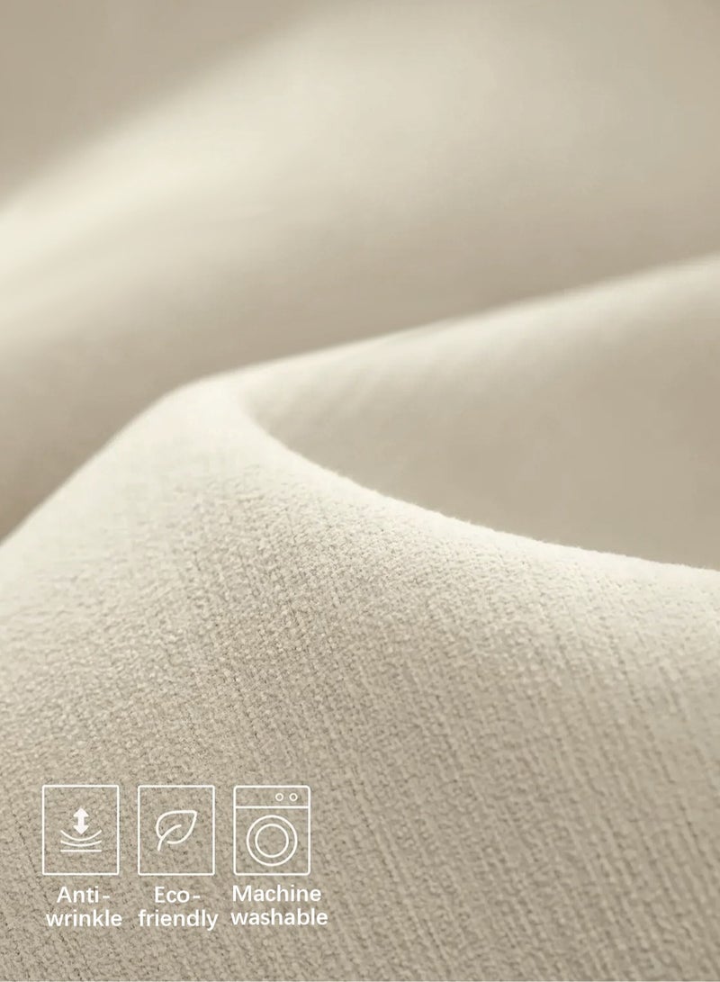 Double-Sided Chenille Blackout Curtain – Grommet Top, 90% Light Blocking, Single Panel, Fits Windows 125–165 cm Wide (Cream White W250 × H270 cm) - Image 4