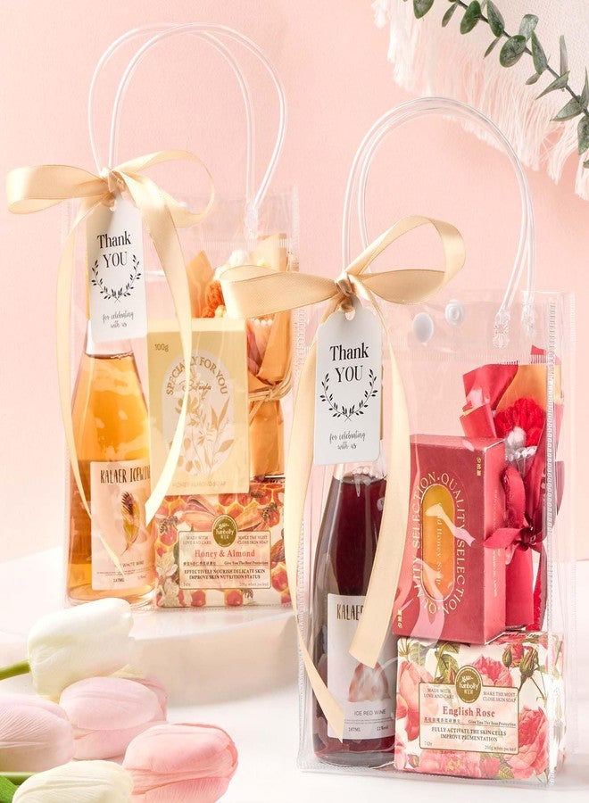 Mauproy 24 Pack Clear Plastic Gift Bags with Handles, Party Favor Bags with Ribbons and Tags, Reusable Goodie Tote Bags for Wedding Baby Shower Halloween (5.9” x 7.9” x 2.8") - Image 4