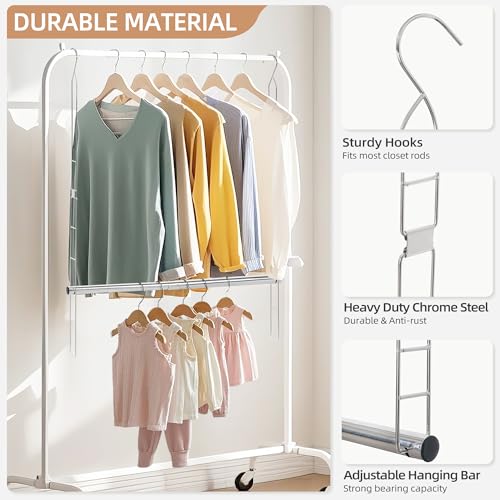 STORAGE MANIAC Hanging Closet Rod, Adjustable Width and Height Closet Hanging Organizer, Space-Saving Clothes Hanging Bar, Closet Extender Hanging Rod Double Closet Hanging Rod, 2 Pack Chrome - Image 3