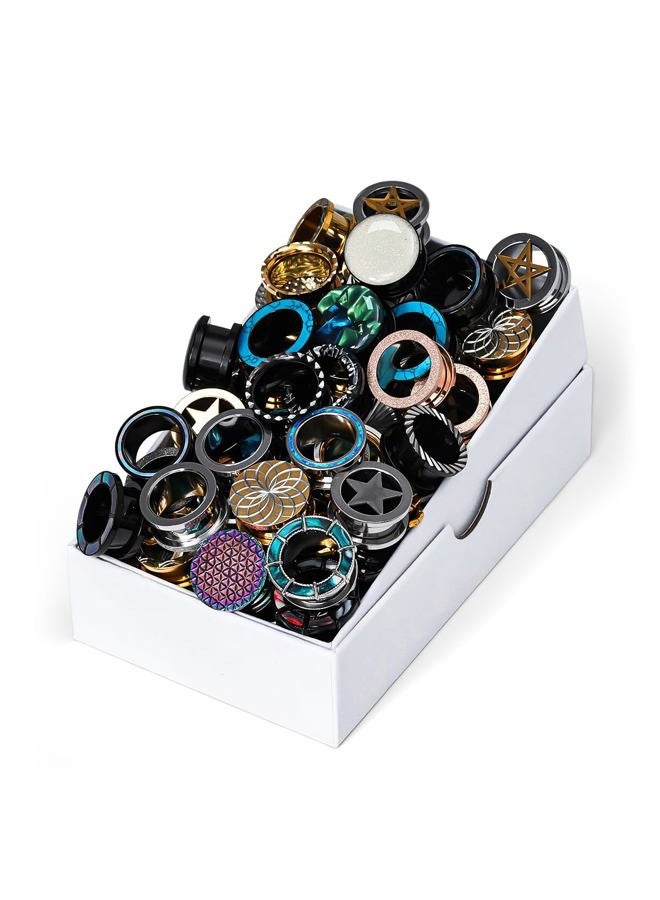 COOEAR Screw Fit Ear Gauges Flesh Plugs, 10 Pairs Random Styles Plugs Tunnels, Stainless Steel Ear Piercing Stretchers Expander. - Image 1
