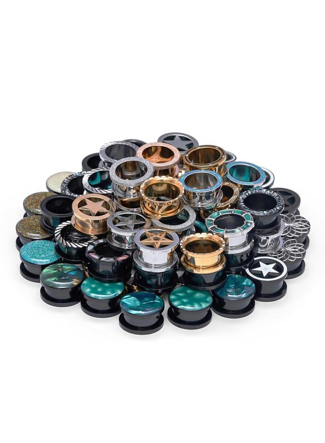 COOEAR Screw Fit Ear Gauges Flesh Plugs, 10 Pairs Random Styles Plugs Tunnels, Stainless Steel Ear Piercing Stretchers Expander. - Image 4