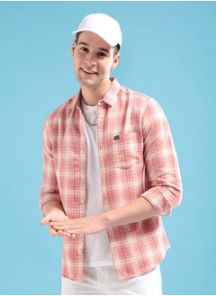 Men Regular Fit Checkered Full Sleeves Cutaway Collar Casual Shirt