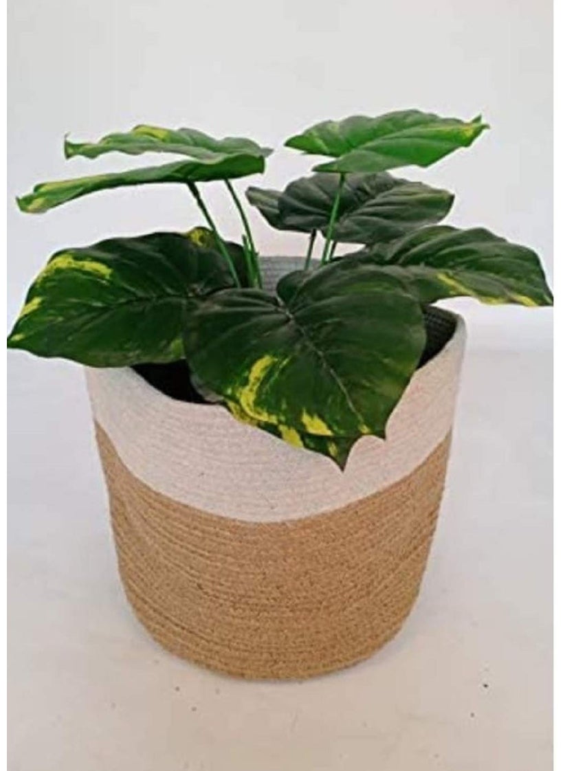 JVK JVK Decor Jute Planter PotsStorage Basket with Handle MultiPurpose use for Bathroom Living Room 10x10 inch degin F  - Image 1