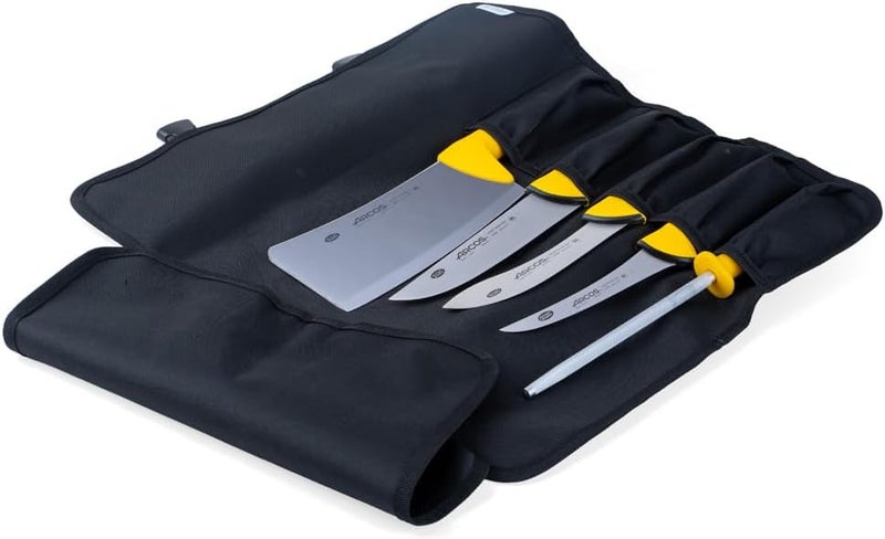 Arcos 2900 Series Professional 6-Piece Knife Set - High-Carbon NITRUM Stainless Steel - Includes Specialized Processing Knives, Sharpening Steel & Roll Bag - NSF Certified - Yellow Handles - Image 4