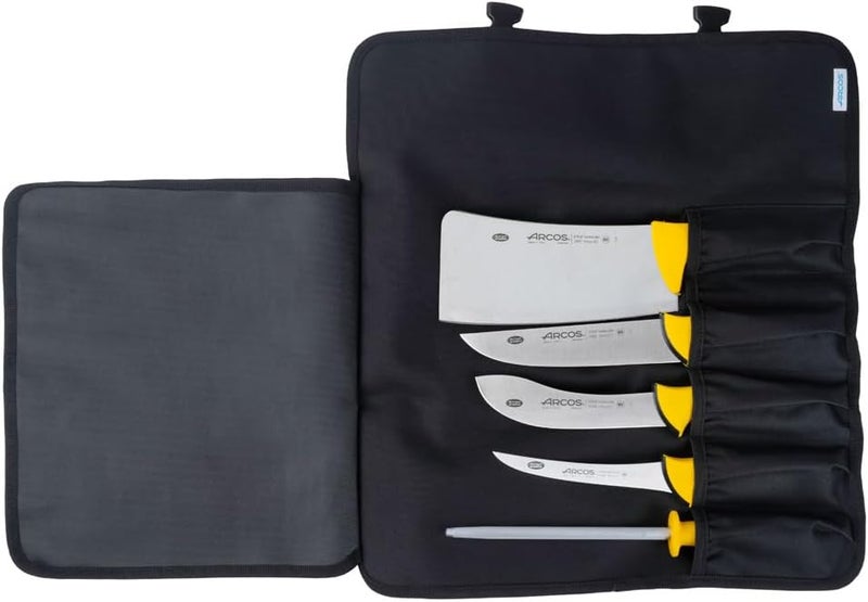 Arcos 2900 Series Professional 6-Piece Knife Set - High-Carbon NITRUM Stainless Steel - Includes Specialized Processing Knives, Sharpening Steel & Roll Bag - NSF Certified - Yellow Handles - Image 2