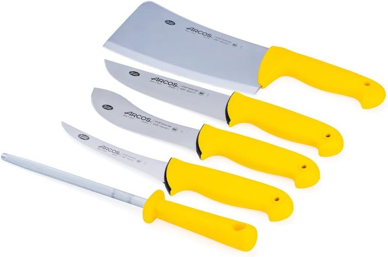 Arcos 2900 Series Professional 6-Piece Knife Set - High-Carbon NITRUM Stainless Steel - Includes Specialized Processing Knives, Sharpening Steel & Roll Bag - NSF Certified - Yellow Handles - Image 3