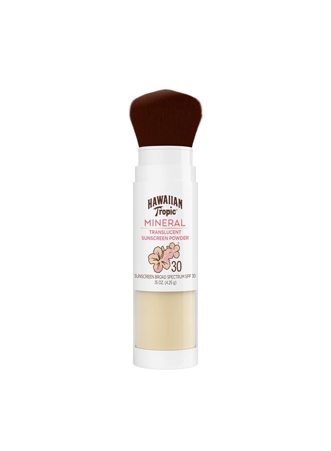 Hawaiian Tropic Mineral Powder Sunscreen Brush, SPF 30 | SPF Powder Sunscreen for Face, Brush On Sunscreen Powder for Face, Translucent Powder Sunscreen, SPF 30  - Image 2