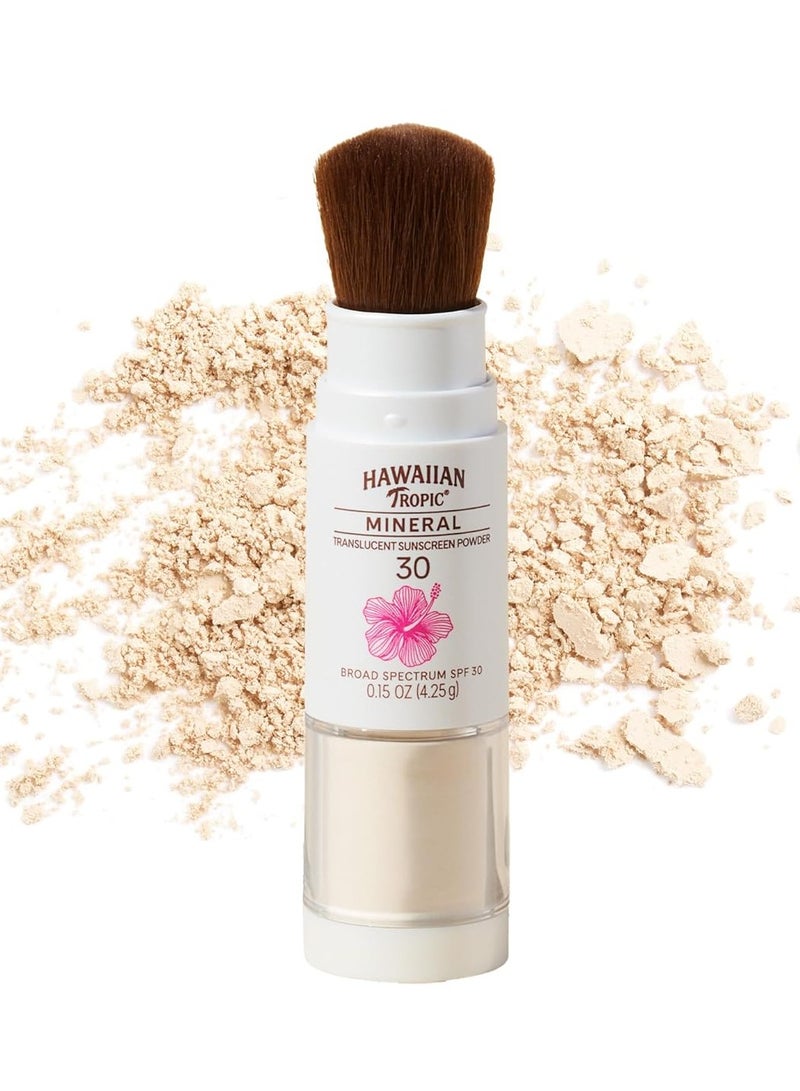 Hawaiian Tropic Mineral Powder Sunscreen Brush, SPF 30 | SPF Powder Sunscreen for Face, Brush On Sunscreen Powder for Face, Translucent Powder Sunscreen, SPF 30  - Image 1