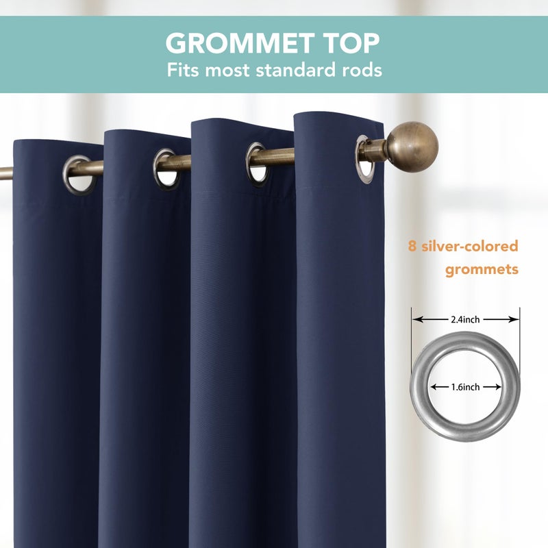 BONZER 100% Blackout Curtains 84 inches Long for Bedroom- 4 Panels Full Light Blocking Window Drapes, Single Layer Room Darkening Curtain with Black Backing for Living Room, Kids Room, Navy Blue - Image 4
