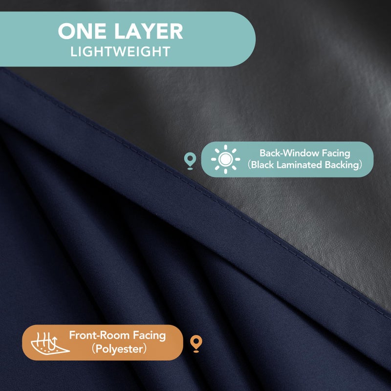 BONZER 100% Blackout Curtains 84 inches Long for Bedroom- 4 Panels Full Light Blocking Window Drapes, Single Layer Room Darkening Curtain with Black Backing for Living Room, Kids Room, Navy Blue - Image 3