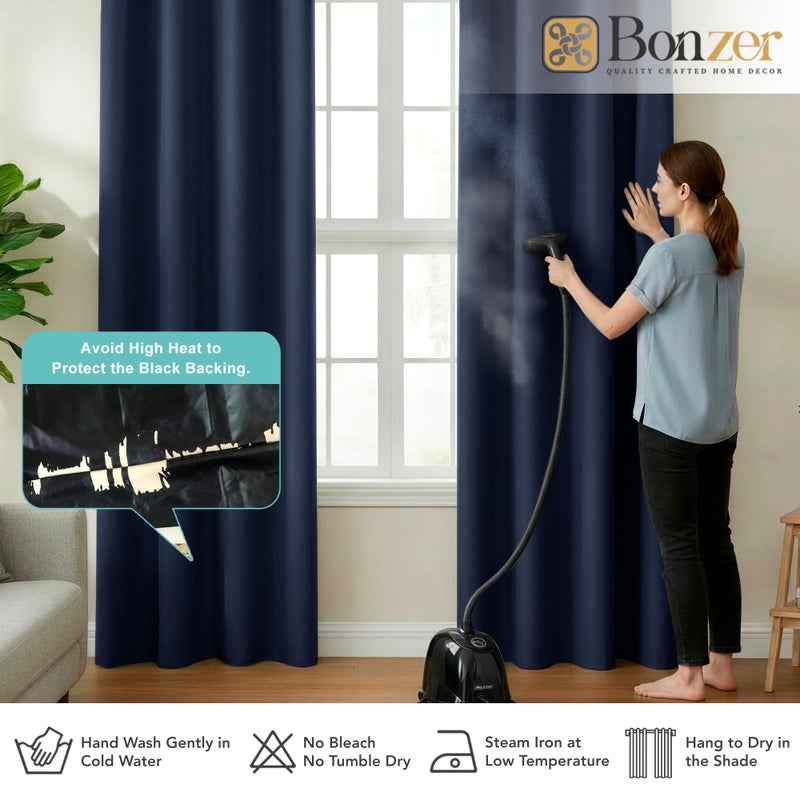 BONZER 100% Blackout Curtains 84 inches Long for Bedroom- 4 Panels Full Light Blocking Window Drapes, Single Layer Room Darkening Curtain with Black Backing for Living Room, Kids Room, Navy Blue - Image 5