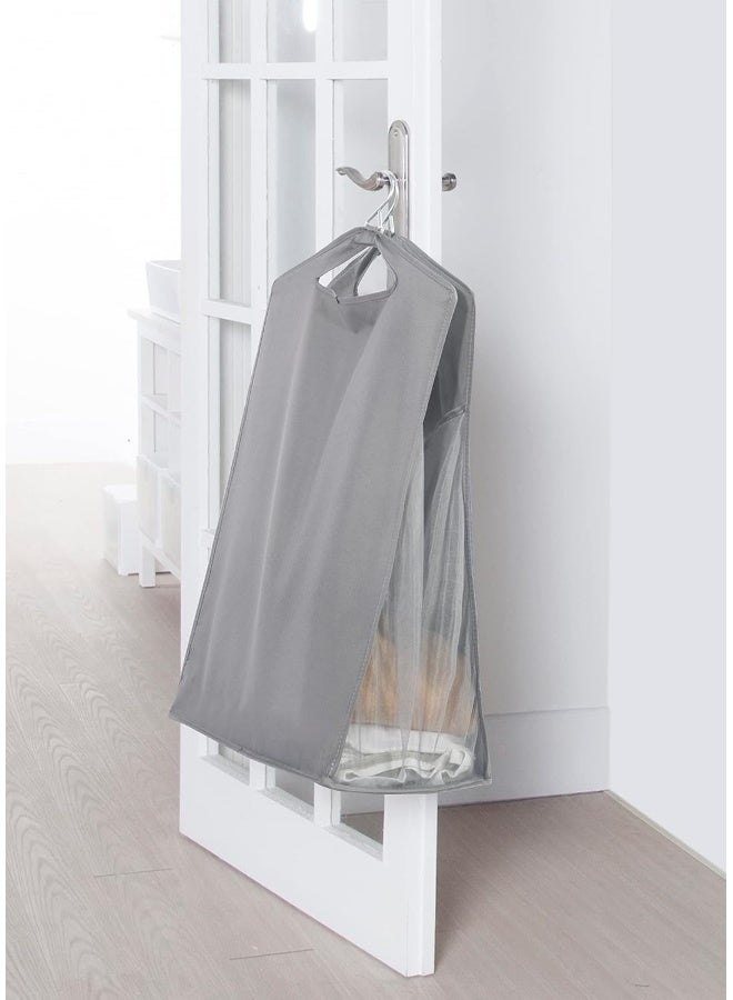 STORAGE MANIAC 2-Pack Hanging Laundry Hamper, Front See-Through Mesh Bag, Slim Basket, Double Hanging Closet Hamper, Narrow Organizer, Grey - Image 3