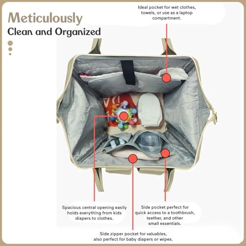 StarAndDaisy Diaper Bag/Backpacks for Mother- Maternity Bags for Baby with Multi Compartments & 2 Insulated Bottle Pocket, Stylish, Waterproof & Travel Friendly, Lightweight - Grey - Image 4