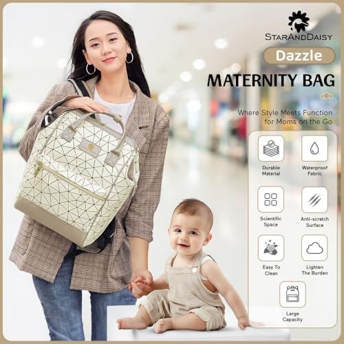 StarAndDaisy Diaper Bag/Backpacks for Mother- Maternity Bags for Baby with Multi Compartments & 2 Insulated Bottle Pocket, Stylish, Waterproof & Travel Friendly, Lightweight - Grey - Image 2