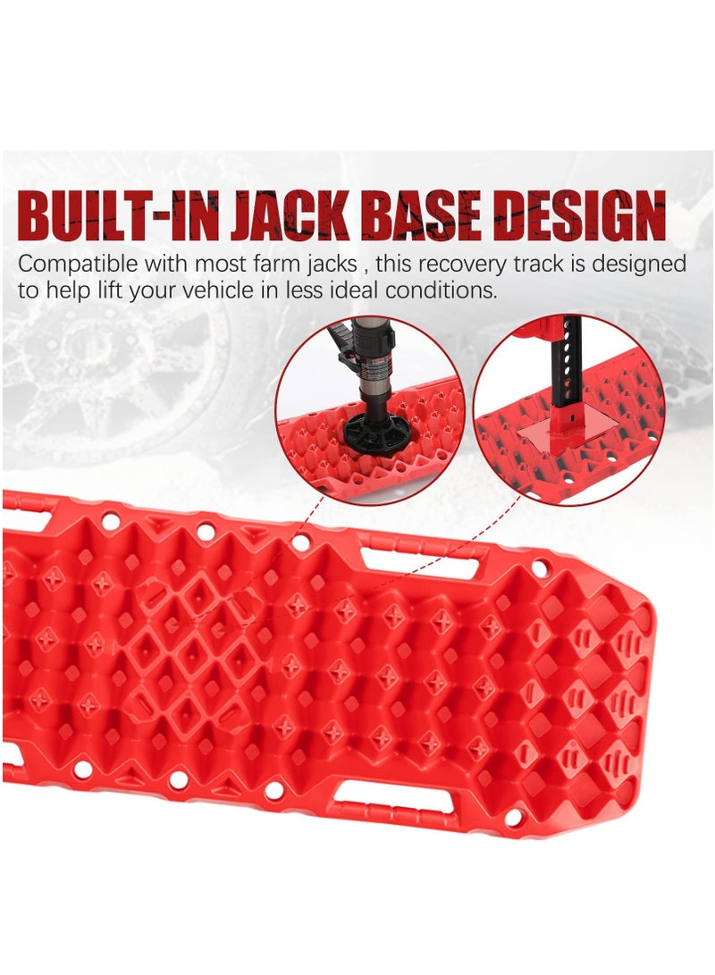 KASTWAVE Off-Road Traction Boards with Jack Base Pair Recovery Tracks 4X4 car Truck Tire Traction Mat with Bag Sand Mud Snow Ladder Ramps - Image 2