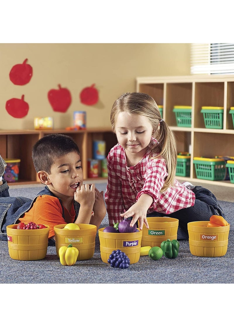 Toy Food Color Sorting Set - Children Play Food Fruits and Vegetables Toy, 30 Piece Set Preschool Toys, Play Kitchen for Toddlers, Ages 3+ - Image 2