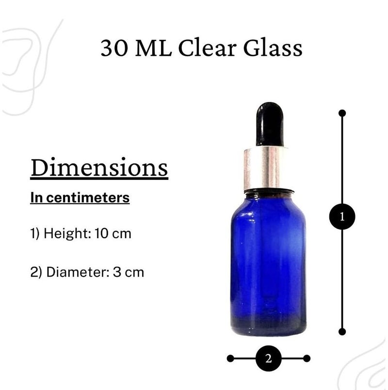 VOW 30 ML Blue Round Empty Glass Bottle Glass Dropper Silver Ring Silicone Black Teat Refillable Reusable Leak Proof for Essential Oils PerfumesPack of 24 - Image 4