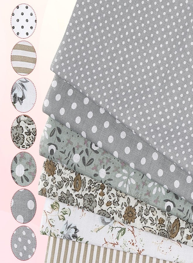PATIKIL Cotton Fabric Bundles, 7 Pcs 10 x 10 Inch Pure Cotton Fat Quarter Floral Printed Precut Fabric Squares for Sewing Patchwork Quilting DIY Crafts, Grey - Image 4