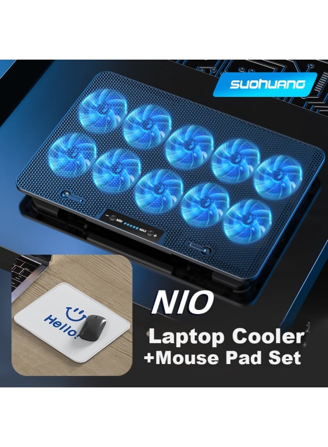 Suohuang Suohuang N10 Laptop Cooling Pad Mouse Pad Set, Lcd Display Computer Adjustable Speed Screen Fan Stand, Gaming Cooling Base - Image 1