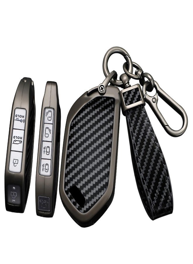 SANRILY Carbon Fiber Pattern 4/5/7/8 Button Key Fob Cover Fit for Kia Telluride 2023 2024 EV5 Sorento K5 GT-Line 2025 K4 Keyless Key Case with Keychain Black - Image 1