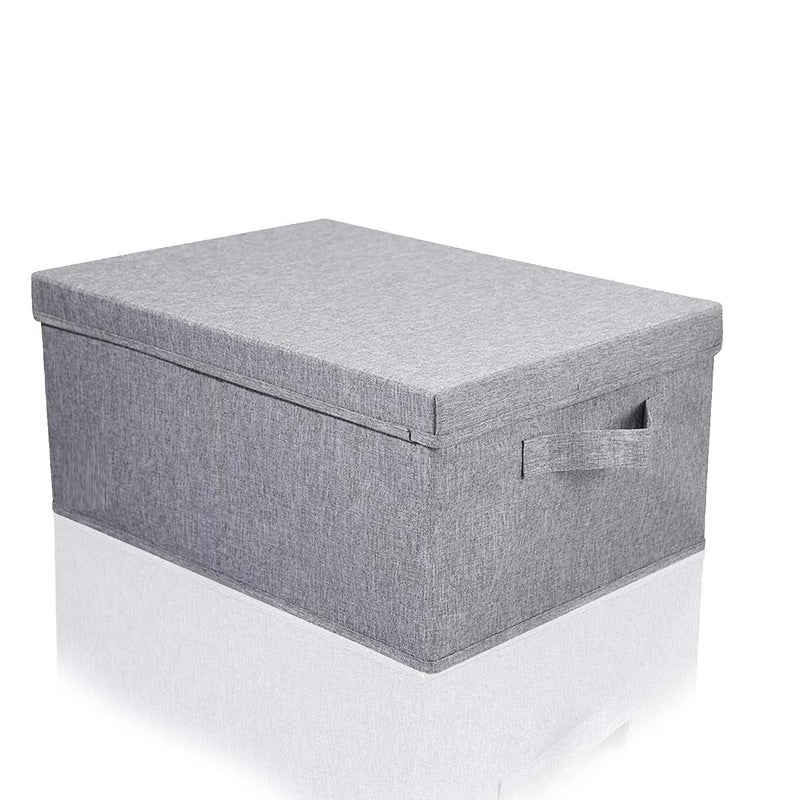 DR Mall Cloth Storage Wardrobe Organiser Box with Lid Room Organizer for Clothes Toys blanket Books Living Room Bedroom Nursery Closet Office and Other Supplies Large pack of 2 box grey color - Image 3